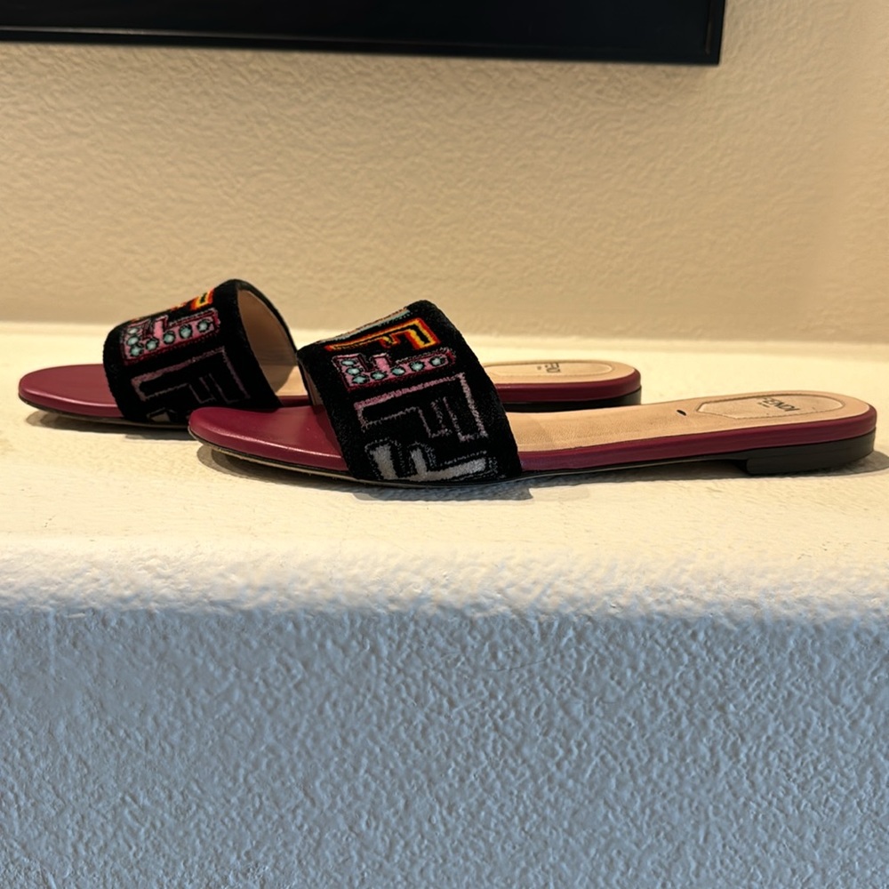 Fendi Multicolor Embroidered Slippers - Picture 4 of 6